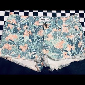 Bullhead Hawaiian Floral Themed Jean Shorts